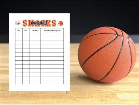 Editable Basketball Snack Sign Up Sheet Etsy