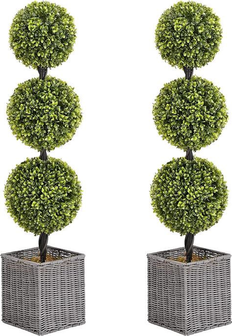 Amazon SEVENLOVE 2 Pack 3FT Artificial Boxwood Topiary Ball Tree