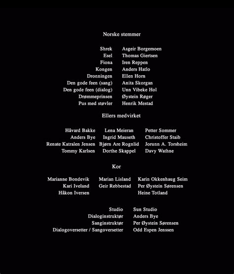 Image Shrek 2 Norwegian Creditspng Anime Voice Over Wiki Fandom
