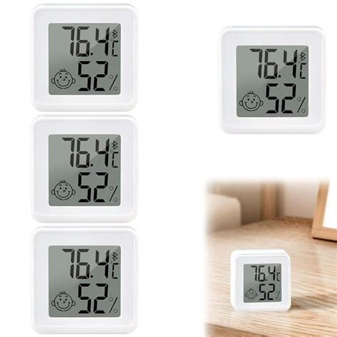 Lot De 4 Mini Thermomètres Lcd Hygromètre Numérique D Intérieur