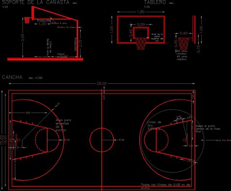 Basketball Court Cad Block