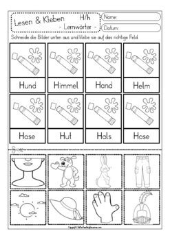 Deutsch Lesen + Kleben: einfache Wörter mit H (Grundschule) | TPT