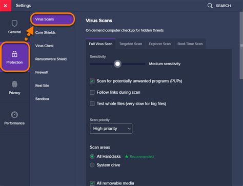 adjusting settings  avast virus scans official avast support