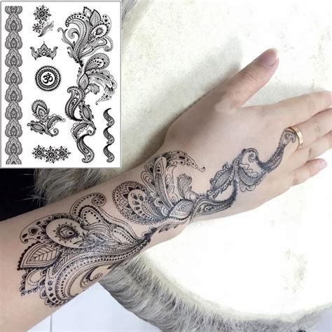 Buy Voorkoms Black And White Henna Mehndi Design Fake Lace Tattoo