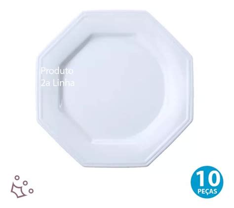 Kit 10 Pratos Sobremesa Prisma Porcelana Schmidt 2a Linha