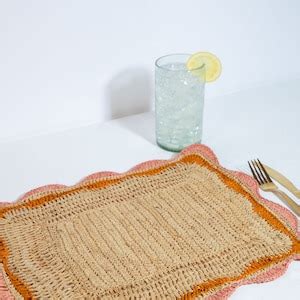 Raffia Rectangular Placemats Handwoven Placemats Multicolor Dining