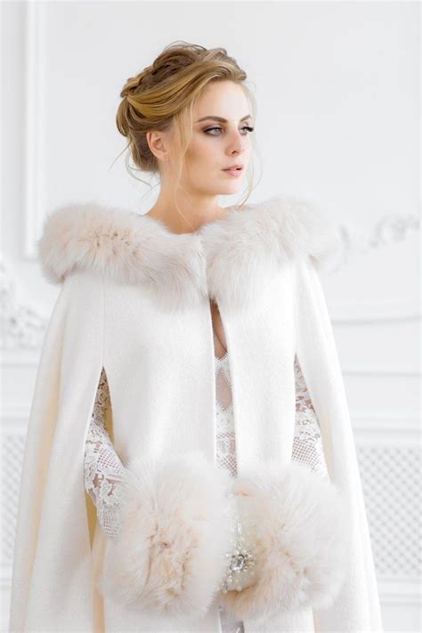 Wedding Cape Coat For Winter Wedding Dress Fur Bridal Jacket For Bride