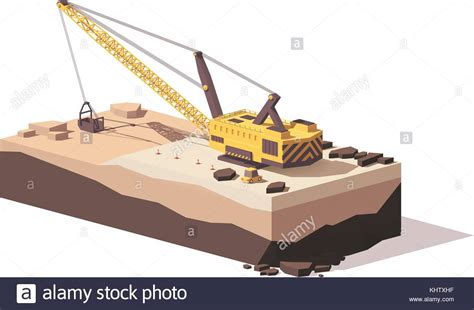 Vector Low Poly Dragline Excavator Stock Vector Image Art Alamy