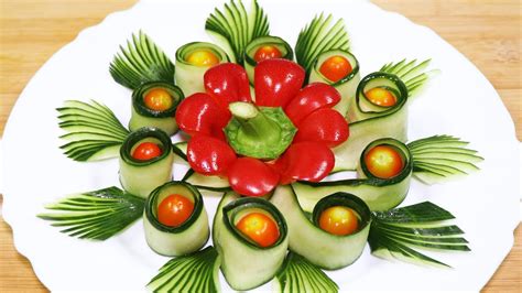 Vegetable Carving Beautiful Cucumber Tomato Bell Pepper Plating