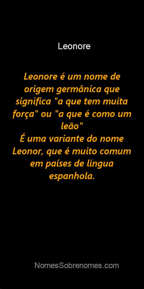 Qual O Significado Do Nome Leonore