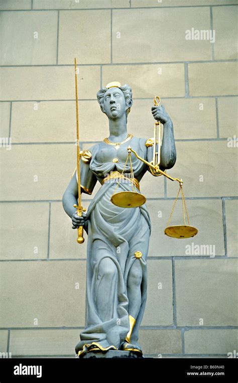 Statue Of Lady Justice Sculptor Hans Dub City Hall Zofingen Aargau