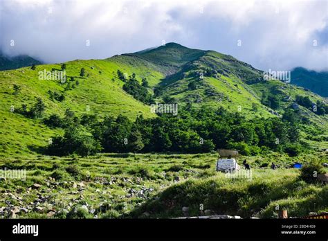 A Beautiful Eye Catching View Of Lush Green Mountains At Ramban Kashmir