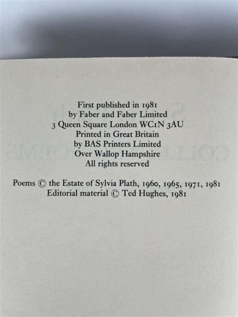 Sylvia Plath Ted Hughes Collected Poems First Edition 1981