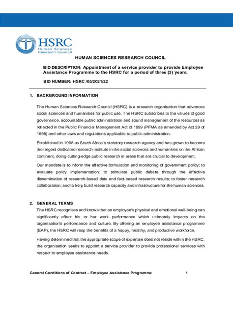 Fillable Online Hsrc Ac Request For Proposal Rfp For Engagement Of