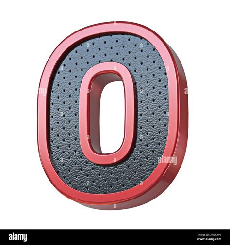 Red Shinny Metal And Black Leather Font Number 0 ZERO 3D Render