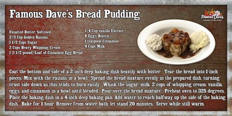 Famous Dave S Bread Pudding Desserts Sweet Snacks Pinterest