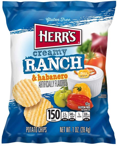 Herr Foods Creamy Ranch Habanero Potato Chips 1 Ounce 42 Per Case