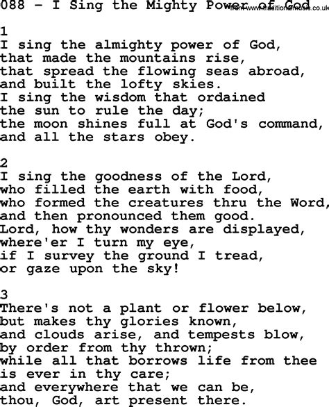 Adventist Hymnal Song 088 I Sing The Mighty Power Of God With Lyrics