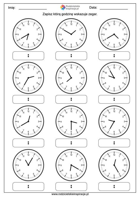 Zegar Karty Pracy Do Druku Nauka Zegara Dla Dzieci W Pdf Kobieta