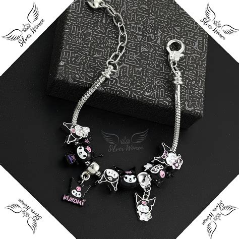 Sanrio Kuromi Pandora Bracelet With Charms Steel Bracelet Etsy