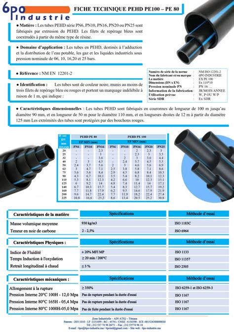 Tubes En PEHD 6PO INDUSTRIE