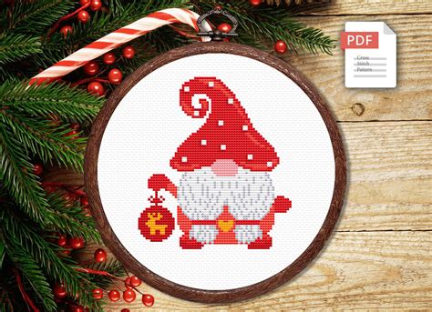 Christmas Gnome Cross Stitch Pattern Merry Christmas Cross Inspire