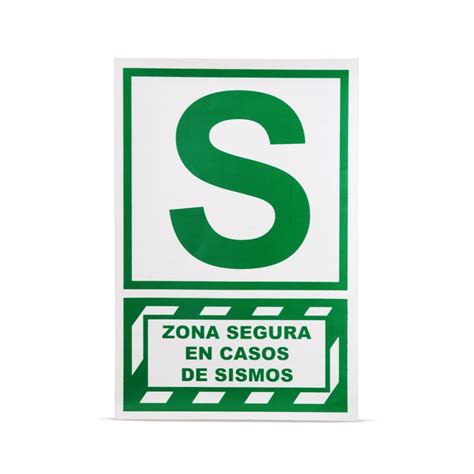 Señal De Zona Segura Casos Sismo Base Con Fotoluminiscente 20x30cm