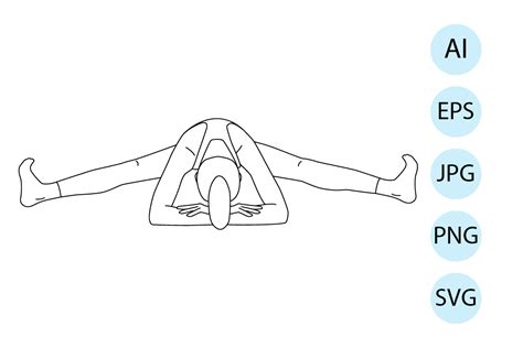 Line Art Yoga Seated Straddle Pose Graphic by littlebeeshop · Creative ...