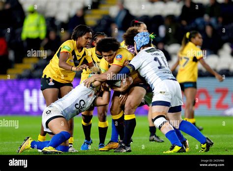 Papua New Guinea S Elsie Albert Is Tackled During The Women S Rugby