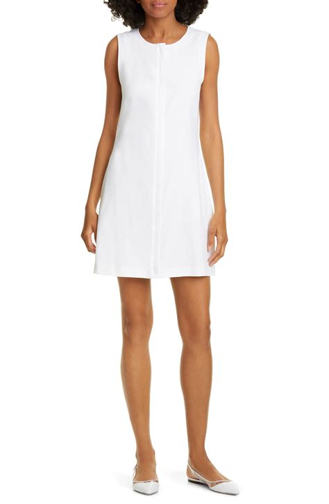 Theory Easy Crew Stretch Linen Blend Shift Dress In White Lyst