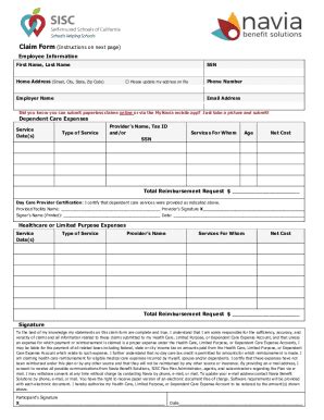 Fillable Online Sisc Kern Claim Form Pdf Claim Form Instructions