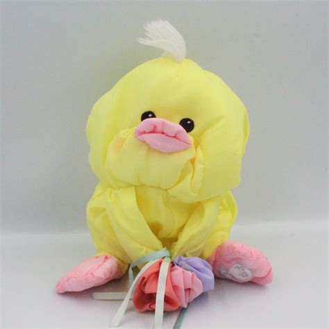 Peluche Puffalump Poussin Canard Jaune Fleurs Fisher Price