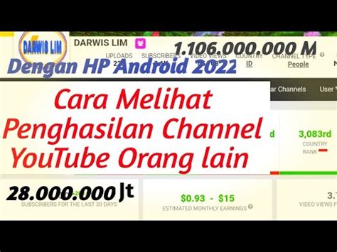 Cara Melihat Penghasilan Channel Youtube Orang Lain Youtube