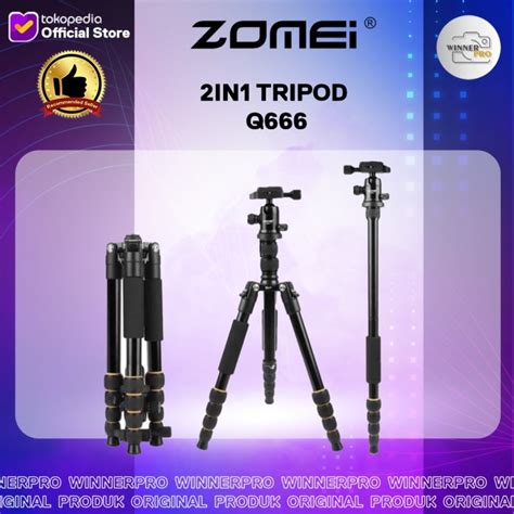 Promo TRIPOD KAMERA DSLR MIRRORLESS 2IN1 ZOMEI Q666 ORIGINAL TRIPOD