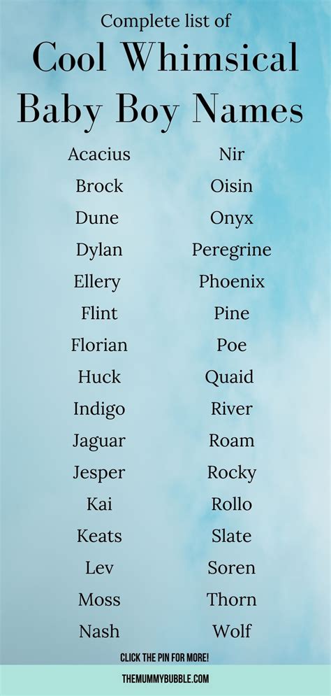 150 Dreamy Whimsical Boy Names The Mummy Bubble