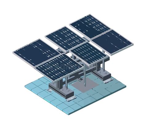 Solar Panel Station Generates Electricity Stock Vector Illustration