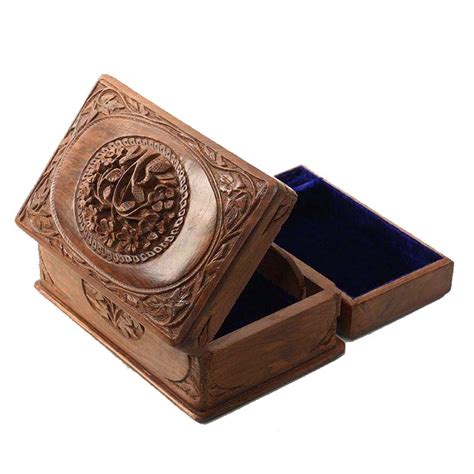 Raised Kashmiri Handcrafted Spring Blossom Walnut Wood Jewellery Box