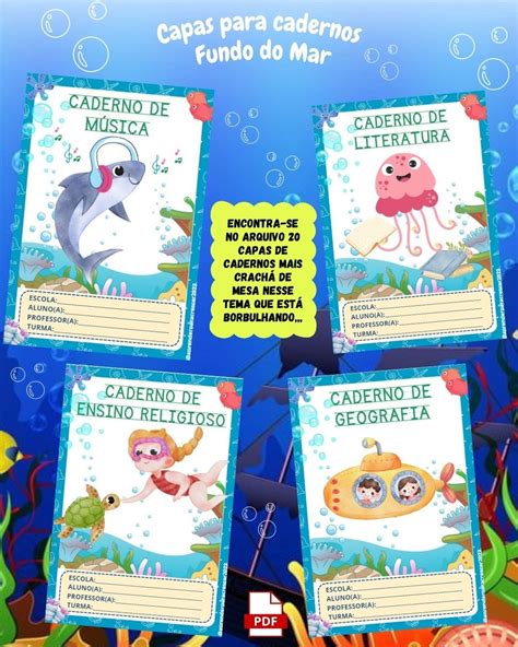 Caderno Fundo Do Mar - Capas de Caderno Fundo do Mar - Francieli Manfredi | Hotmart