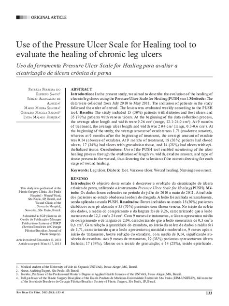 Pdf Uso Da Ferramenta Pressure Ulcer Scale For Healing Para Avaliar A Cicatrização De úlcera