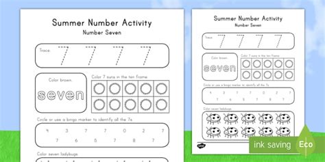 Summer Number Activities Kindergarten Literacy Worksheets Summer Craftsactvities And