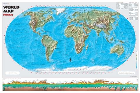 WORLD Physical Wall Map Poster Robinson Projection - Etsy