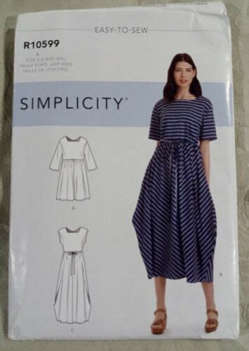 Simplicity Pattern R10599 Easy To Sew Misses Pull Over Relaxed Dress Xxs Xxl For Sale Online Ebay