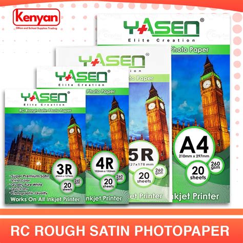 Yasen RC Rough Satin Photo Paper 3R 4R 5R A4 260gsm Waterproof