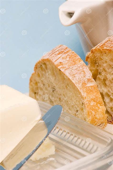 Ciabatta Bread And Butter For Breakfast Stock Photo Image Of Baking