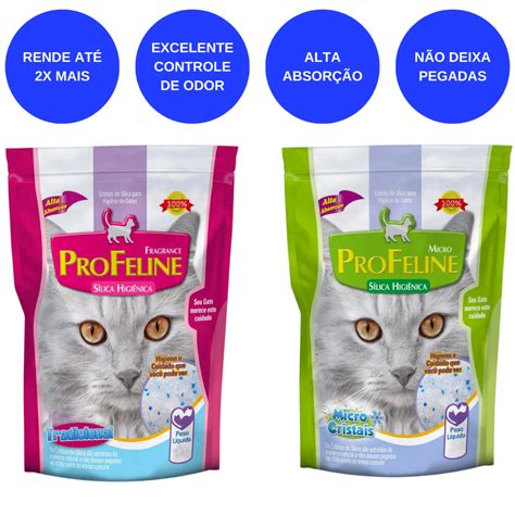 Areia Para Gato Silica Profeline Areia Sanitaria Para Gato 1 4kgs