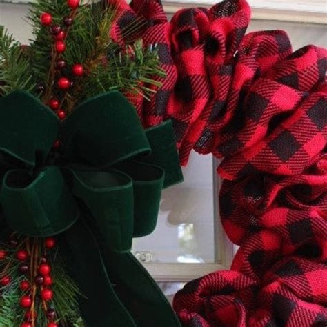 Christmas Wreath Red Truck Buffalo Plaid Wreath Front Door Etsy