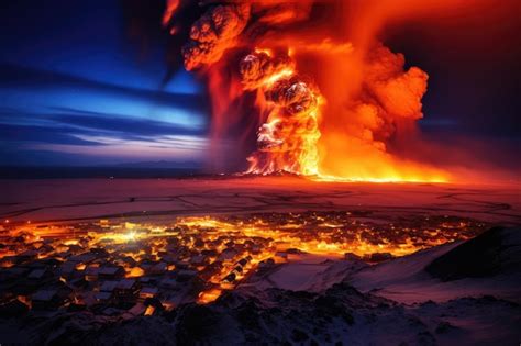 Premium Ai Image Iceland Town Of Grindavik Volcanic Eruption