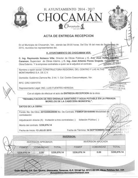 PDF 2014 2017 ACTA DE ENTREGA RECEPCION En el Municipio de Chocamán