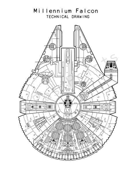 Schematic Of The Millennium Falcon Falcon Millennium Bluepri