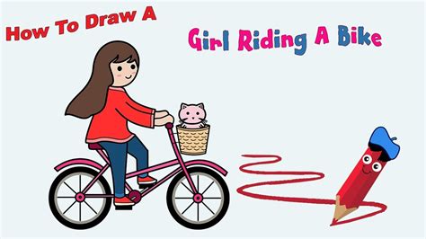 How To Draw A Girl Riding A Bike Youtube